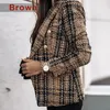 Women's Suits & Blazers Fashion Casual Long-Sleeve Double-Breasted Suit Collar Print For Autumn 2021 Female Splice Loose Cotton Clothing