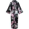 Изысканная печать цветок женщины халат кимоно платье элегантный серый длинный халат платье сатин мягкий материал невесты свадебный халат носил y200429
