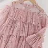 Girls Princess Gauze Cake Dresses For Kids Star Sequin Elegant Party Tutu Prom Wedding Dress Summer Children Long Sleeved Ruffles Skirt Clothes 20220305 H1