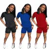 Новые летние женские спортивные костюмы для бега, костюмы с коротким рукавом, футболки + шорты, спортивный комплект из двух предметов, одежда размера плюс 2XL, повседневная спортивная одежда, спортивные костюмы с черными буквами 4653