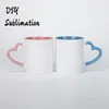 NewNew DIY Sublimation 11oz Kaffe Kopp med hjärtahandtag Keramik 320ml Vit Keramikkoppar Färgrik inre beläggning speciellt vid havet RRE10960