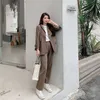 Womens Suits Blazer With Pants Winter Fashion Business Office Wear Blazer Set Ladies Elegant Jacket And Pants 2 Two Pieces Suit 210927