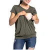 Women's T-Shirt Maternity Tops Fashion Women Solid Short Sleeve Breast-Feeding Pregnant Woman Clothes Camisetas De Mujer