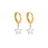 Enkel stjärna form hoop örhänge för kvinna mode geometrisk guld / silver färg runda små örhängen smycken tillbehör
