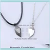 Chains Necklaces & Pendants Jewelrychains 2Pcs Magnetic Couple Necklace Lovers Heart Pendant Distance Faceted Charm Women Valentines Day Gif