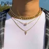 2021 mode multicouche Hip Hop chaîne courte tour de cou pour hommes femmes Limitation perle Triangle pendentif collier accessoires