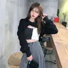 Sweatshirt Kvinnor Koreanska Streetwear Långärmad Sweatshirts Pullover + Vest Casual Party Crop Top Autumn Women's Clothing 210930