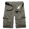 Mens Military Cargo Shorts Summer Army Green Cotton Men Loose Multi-Pocket Homme Casual Bermuda Trousers 40 210716