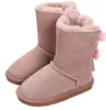 2022 الشتاء أستراليا الطفل الثلوج الفتيات الأطفال أحذية نمط بقرة الجلد المدبوغ الجلود للماء الشتاء القطن الأحذية الدافئة الأحذية الأحذية الاطفال 21-35