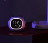 Les dernières horloges de bureau, réveil intelligent chat éblouissant, audio sans fil de dessin animé mignon Bluetooth, chevet de chambre à coucher pour enfants lumineux