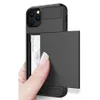 iPhoneケース用スロットスライドドアポケットTPU + PCスライドカード装甲携帯電話保護シェルサムスン財布CASEA35