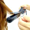 Fer à friser avec revêtement en céramique tourmaline Baguette à friser les cheveux avec pointe isolée anti-brûlure Salon de coiffure Curler Waver Maker 211224