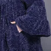 Nerazzurri Winter Luxury Runway Faux Fur Coat Kvinnor Fullkjol Flare Sleeve Fluffy Faux Shearling Jacka Koreansk Fashion 211018