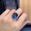 grande taille 13 * 18mm Naturel London Blue Topaz Gemstone Bague à la mode pour les femmes Real 925 Sterling Silver Fine Jewelry cadeau de pierre de naissance 211217