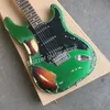 2021 맞춤 상점 재발급 유물 그린 커버 햇살 일렉트릭 기타, 로즈 우드 Fretboard Guitarra