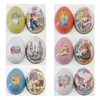 6 piezas Vestido de conejito de Pascua Impresión Aleación Metal Baratija Estaño Huevos de Pascua En forma de caja de dulces Caja de hojalata Decoración de fiesta 210315