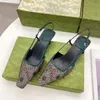 2022 Sandales à bride arrière pour femme Les chaussures à bride arrière Aria sont présentées en maille noire avec motif étincelant de cristaux Fermeture à boucle arrière o1GS #