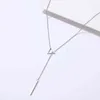 女性のネックレスのためのDOTIFIのイノベーション二重ペンダントロングチェーンオープンワーク三角形とバゲットステンレススチールネックレスG1206