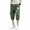 Men Summer Pants Cotton Harem Pants Casual Hip Hop Calf-Length Joggers Streetwear Short Trousers X0723