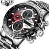 Lige Men Watches Business Luxury Fashion Top Brand Часы Мужчины Спорт Водонепроницаемый Полная стальная Кварцевые Часы Relogio Masculino + Box 210527