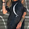 Rahat Artı Boyutu T Shirt 2020 Kadınlar Gevşek Seksi Kapalı Omuz Kafatası Baskı Punk Stil Tops Günlük Rahat Femme Tees Üst Tshirt 3XL X0628