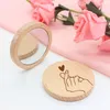 NUOVO Specchio rotondo piccolo in legno Specchio tascabile portatile Mini specchio per il trucco in legno Regalo di favore per la festa nuziale Logo personalizzato ZZD9752