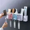 2 Pcs/set Toothbrush Holder Toothpaste Dispenser Squeezer Bathroom Accessories Cosmetic Organizer Wall Mount For Bathroom Home 211130