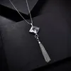 Pendant Necklaces Fashion Women Lady Big Rhinestone Crystal Square Long Chain Tassel Sweater Necklace Party Drop Jewelry256V