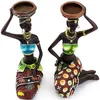 Statue Sculpture Candleholder African Figurines 8.5" Candle Holder For Dining Room Decoration Desk Accessories Minimalist Decor 210727