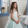 New Toddler Ball Gowns Girls Pageant Dresses Jewel Long Sleeves Formal Kids Party Gown Flower Girl Dresses for Weddings
