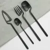 16 pcs Cutlery Set Facas Forquilha De Café Colher Dinnerware 18/10 Aço Inoxidável De Aço Inoxidável Partido Casa Plano Silverware 211012