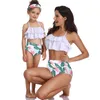 Mother Daughter Swimsuit Family Look Mommy and Me Bikini Clothes Ruffle Mom Swimwear Matching 210724