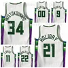 Printed 75th Anniversary Basketball Brook Lopez Jersey 11 Jrue Holiday 21 Khris Middleton 22 Bobby Portis 9 George Hill 3 Giannis Antetokounmpo 34 Man Woman Youth