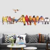 لون الطيور الإبداعية ملصقا نوم غرفة المعيشة جدار ذاتية اللصق مدخل الديكور ديكور المنزل ملصقات 210310