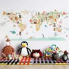 Animaux de bande dessinée Carte Stickers muraux pour chambre d'enfants Chambre à coucher Décoration murale en vinyle PVC Stickers muraux Art Murals Décoration de la maison 211124