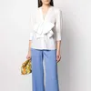Elegante camicia bianca con fiocco patchwork per donna con scollo a V manica corta camicetta coreana abbigliamento moda femminile stile 210531
