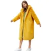 Übergroße Winterkleidung Warme Kapuzenjacke Frauen Dicke lange Parkas Weibliche Kunstpelzmantel Frau Lässige Pelz Kunstjacke Outwear 211018