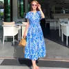 Summer wear han edition of the long temperament accept waist print dress fashion on holiday 210602