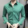 القمصان غير الرسمية للرجال ألوان صلبة قميص طويل الأكمام M-5XL Slim Pritical Men Dress