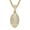 Hip Hop Iced Out Football Pendant Necklace Gold Silver Plated Mens Bling Sport Jewelry Gift3513328