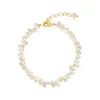 Bracelet de perles d'eau douce naturelles blanches simples, bijoux à la mode coréenne, Bracelets sauvages quotidiens pour femmes