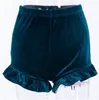 Kvinnors shorts kvinnor 2022 sexiga kvinnor sammet ruffles 3 f￤rg h￶g midja vintage elegant h￤rlig klubbkl￤der ganska pyjamas stretchy lady