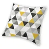 Coussin d'oreiller / oreiller décoratif triangles noir blanc et jaune carré oreiller décoration géométrique abstrait motif coussins