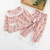 Frühling Herbst Neue Kinder Pyjamas Set Kirsche Erdbeere Druck Kinder Pyjamas Baby Junge Mädchen Nachtwäsche Lange Ärmeln Pyjamas Kinder Q0716