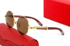 Klassieke Heren Designer Zonnebrillen voor Vrouwen Grote Ronde Gouden Legering Full Frame Zonnebril Ovale Goggle Man Vrouw Vintage Merk Lenzenvloeistof Houten Bamboe Luxe Brillen