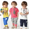 high quality 100% cotton spring-summer arrived casual sport tie children baby boy girl clothing sets 210615