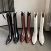 Stiefel Luxus Schwarz Weiß Winter Schuhe Design Warme Kuh Echtes Leder Frauen Mode Elegante Kniehohe Weibliche L0013
