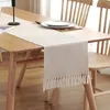 Saia de mesa cilectada moderna simples corredor bege borla com borla de algodão de linho de linho de linho de mesa Decoração dos corredores domésticos