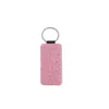 6 couleurs transfert de chaleur en cuir porte-clés brillant Sublimation blanc porte-clés pendentif bagages décoration porte-clés bricolage cadeau