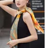 Oil Painting 100% Natural Silk Scarf Soft Smooth Women Luxury Square Head Scarves Hijab Foulard 110*110cm